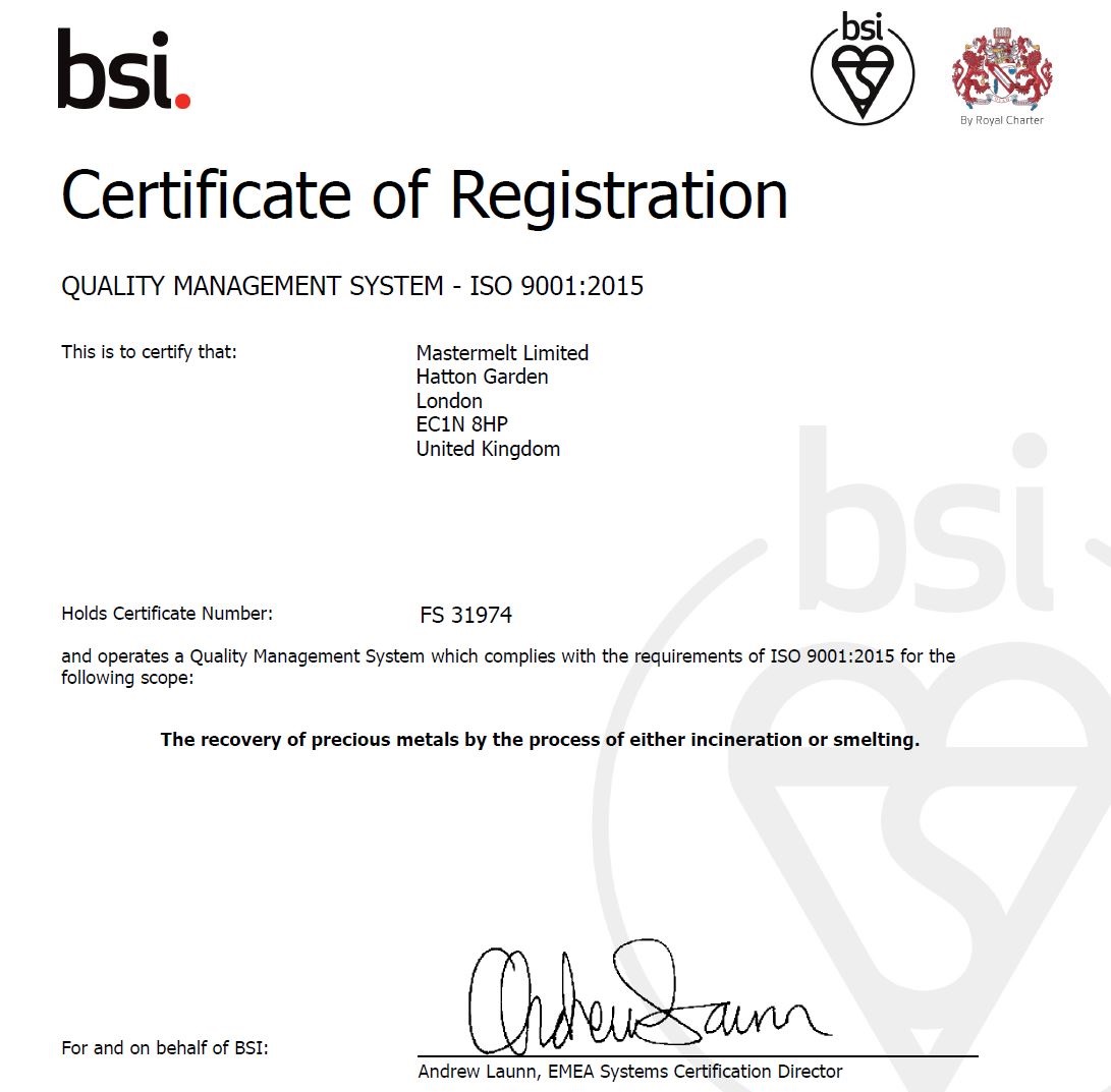 Mastermelt – ISO Quality Management FS 31974