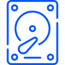 electric hard disc icon in blue