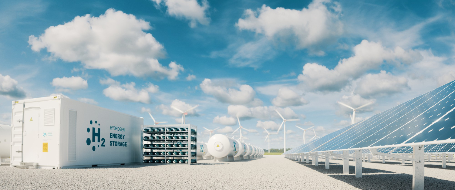 modern-hydrogen-energy-storage-system-accompaind-by-large-solar-power-plant-wind-turbine-park-sunny-summer-afteroon-light-with-blue-sky-scattered-clouds-3d-rendering