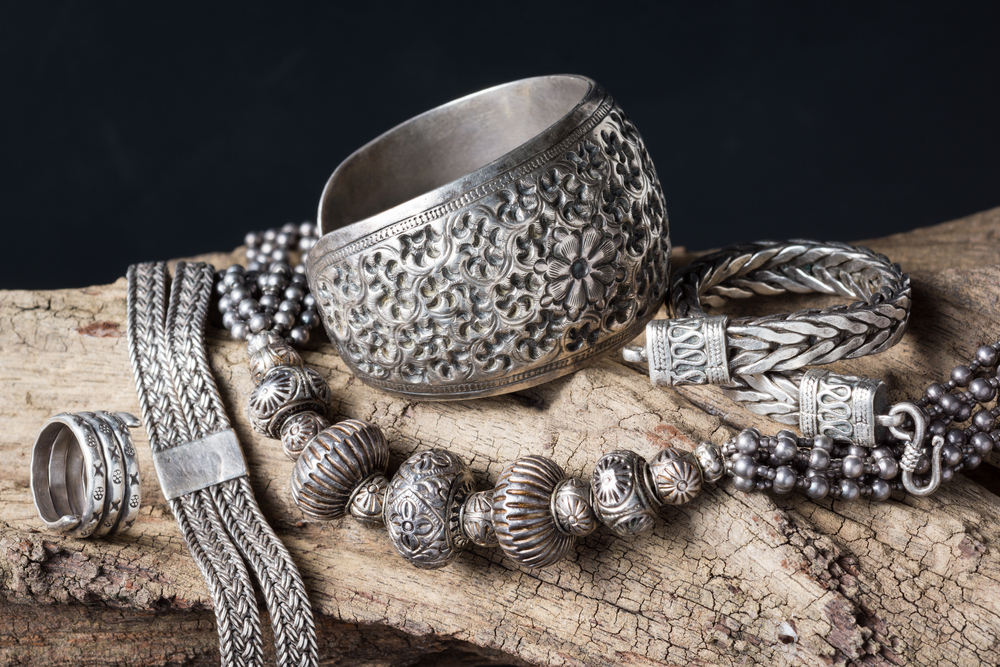 Still,Life,Photography,:,Collection,Of,Antique,Traditional,Silver,Jewelry