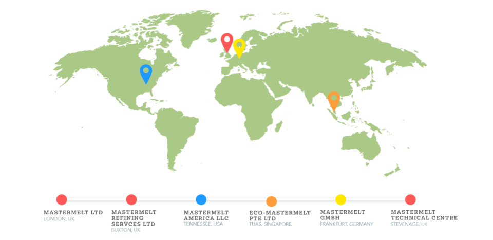 Map of the world with Mastermelt locations