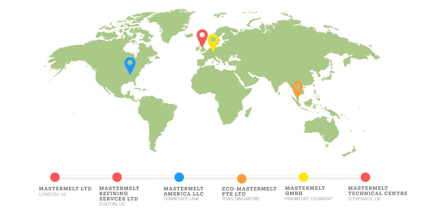 Map of the world with Mastermelt locations