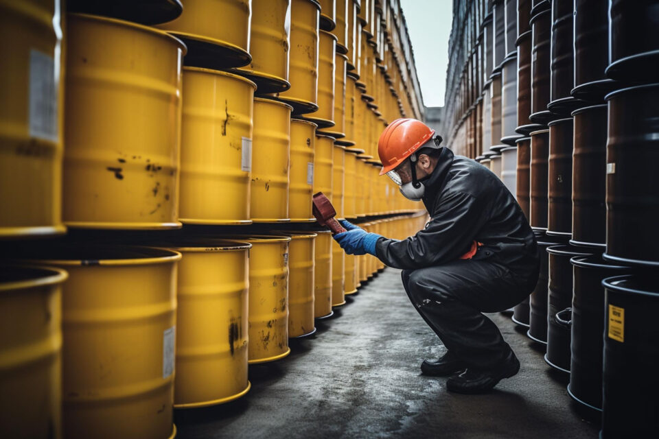 man checking barrels