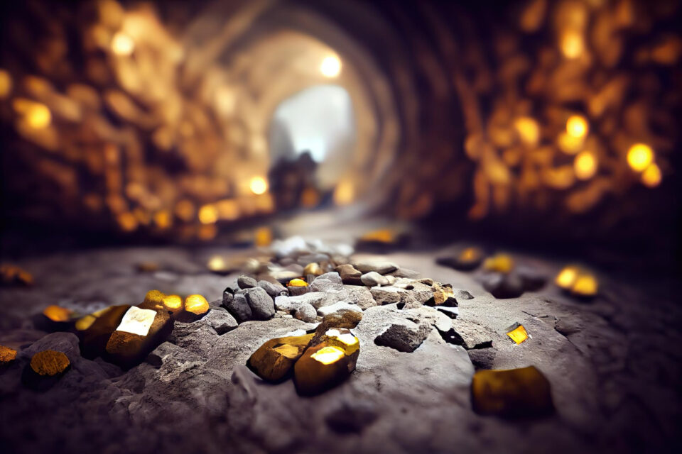 precious-metal-mine-ingots-gold-lie-floor-among-gray-dust-3d-illustration